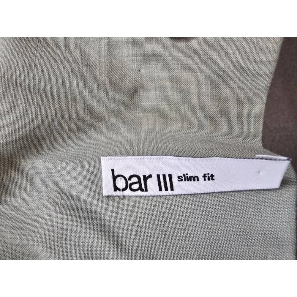 Bar III Slim-Fit Wool Blend Suit Jacket Men's 38L Sage Solid Pockets Long Sleeve